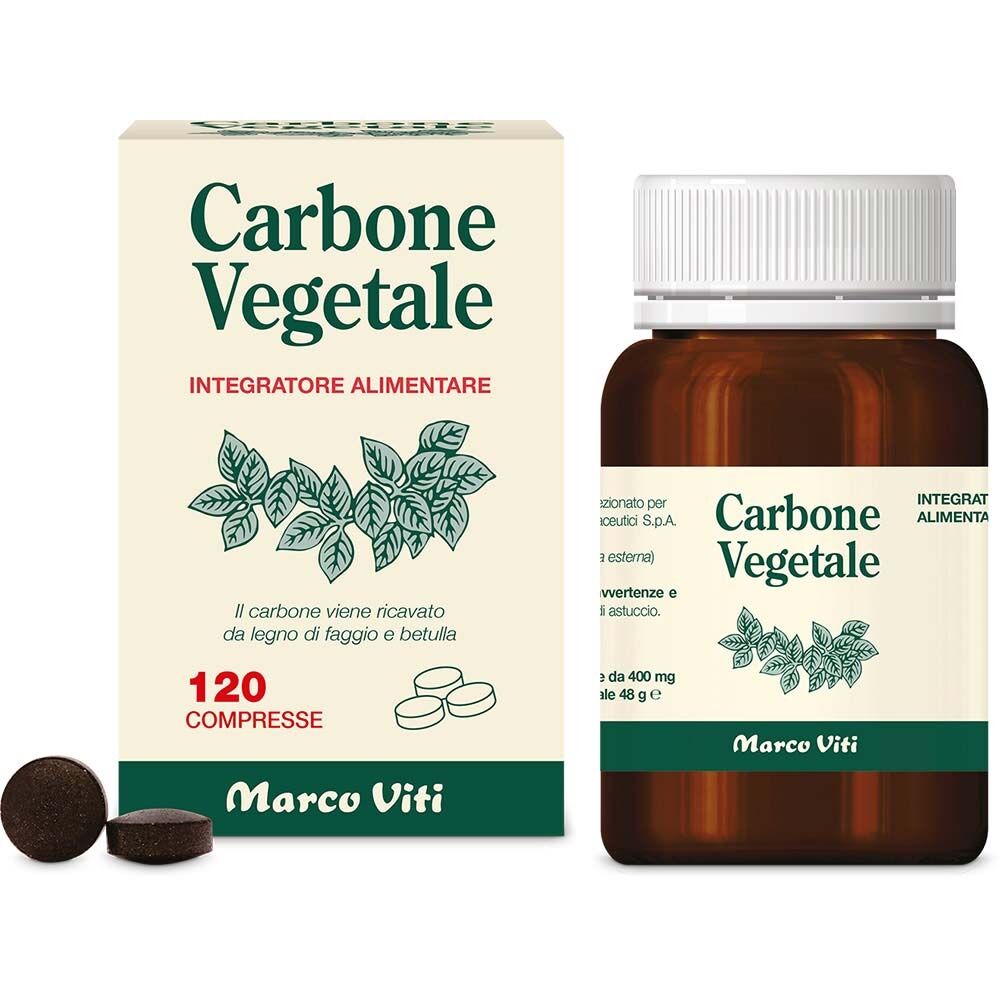 Marco Viti Carbone Vegetale Integratore Alimentare, 120 Compresse