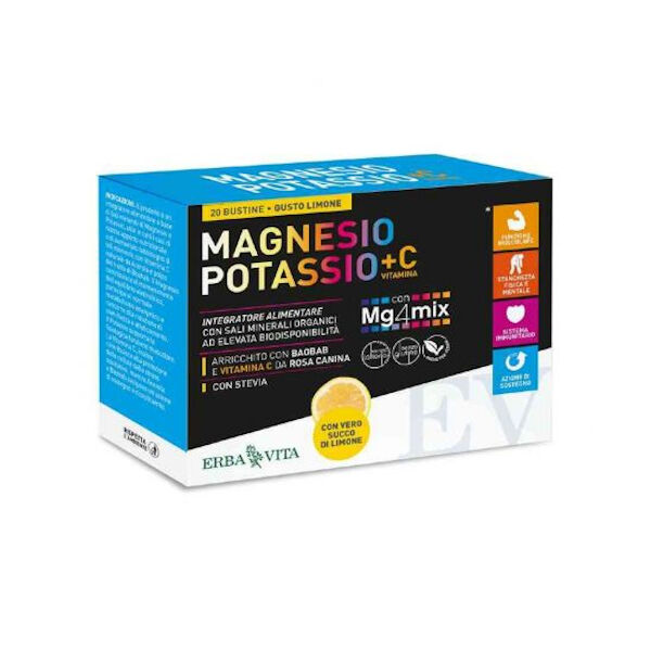 Magnesio E Potassio + C Erba Vita 20 Bustine Limone