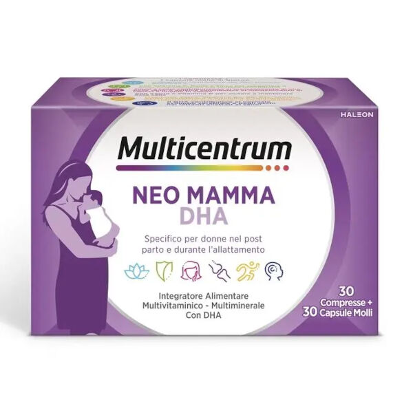 Haleon Italy Srl Multicentrum Neo Mamma Dha Integratore Multivitaminico Vitamina B C D3 Acido Folico 30 Compresse + 30 Capsule Molli