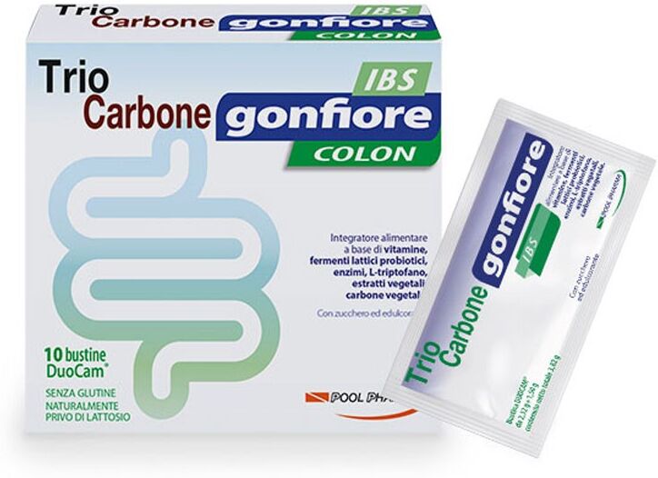 Pool Pharma Trio Carbone Gonfiore Colon IBS 10 Bustine