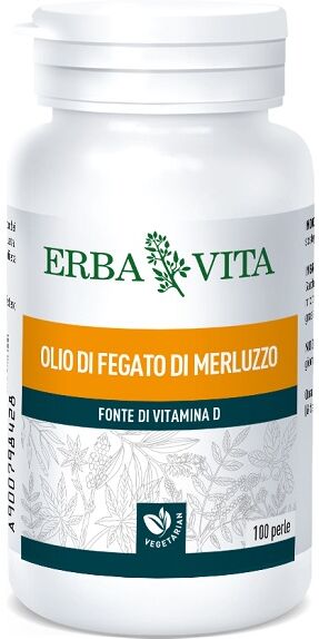 Erba Vita Olio di Fegato Di Merluzzo Integratore Ossa 100 Perle