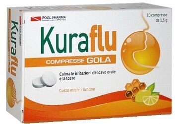 Pool Pharma Kuraflu Gola Limone E Miele Integratore Tosse 20 Compresse