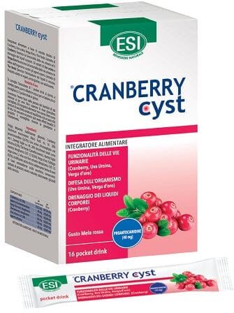 ESI Cranberry Cyst Pocket Drink 16 Bustine Gusto Mela Rossa