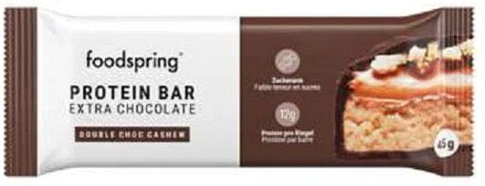 FOODSPRING Protein Bar Extra Cioccolato Doppio Cioccolato e Anacardi 45 g