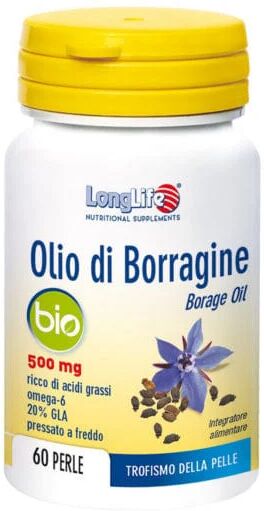 LONGLIFE Olio Di Borragine Bio 500 Mg 60 Perle