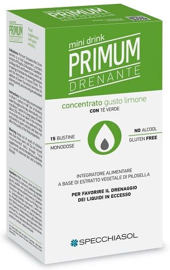 SPECCHIASOL Primum Drenante Minidrink Limone Te Verde 15 Stick Da 10 Ml