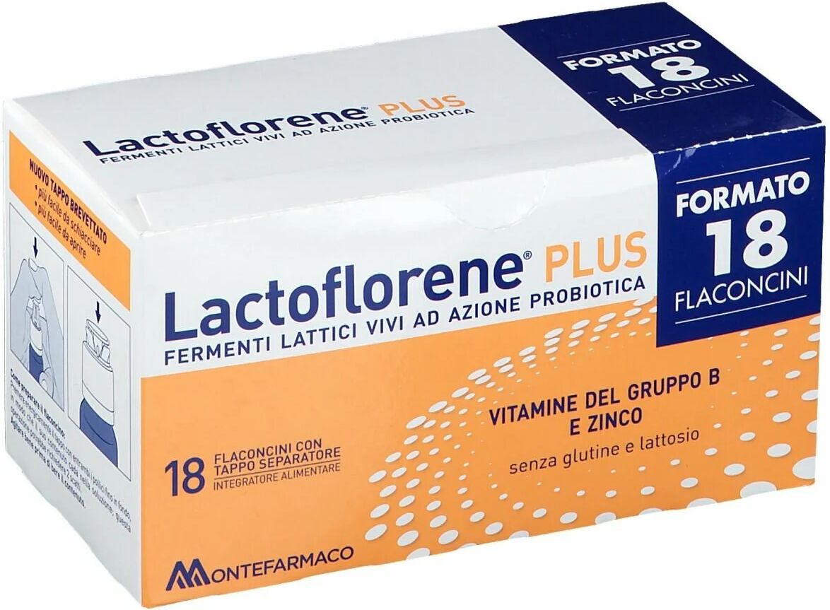 MONTEFARMACO OTC SpA Lactoflorene Plus Fermenti Lattici Vivi 18 flaconcini 180 ml.