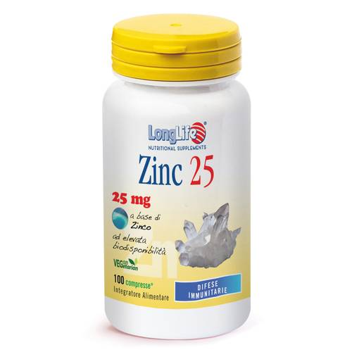 Longlife Zinc 25 Mg Integratore Difese Immunitarie 100 Compresse
