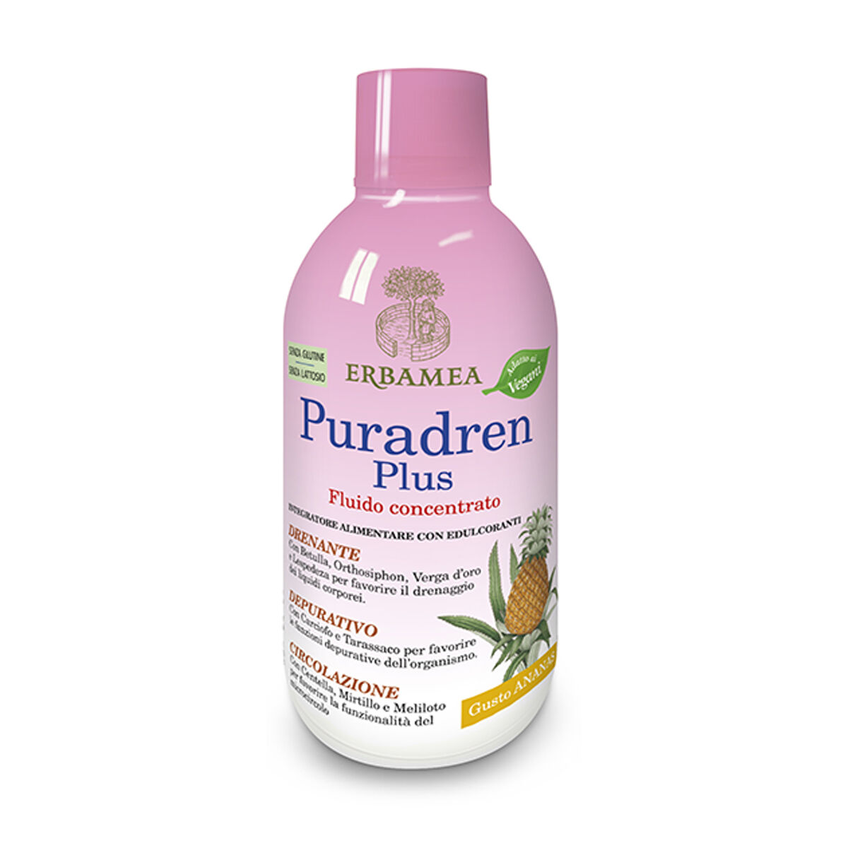 Erbamea Puradren Plus Fluido Concentrato Con Edulcoranti Gusto Ananas 500ml