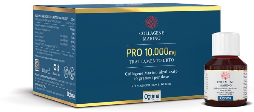 Optima Collagene Marino Pro 10000mg Trattamento Urto Integratore 6 Flaconcini