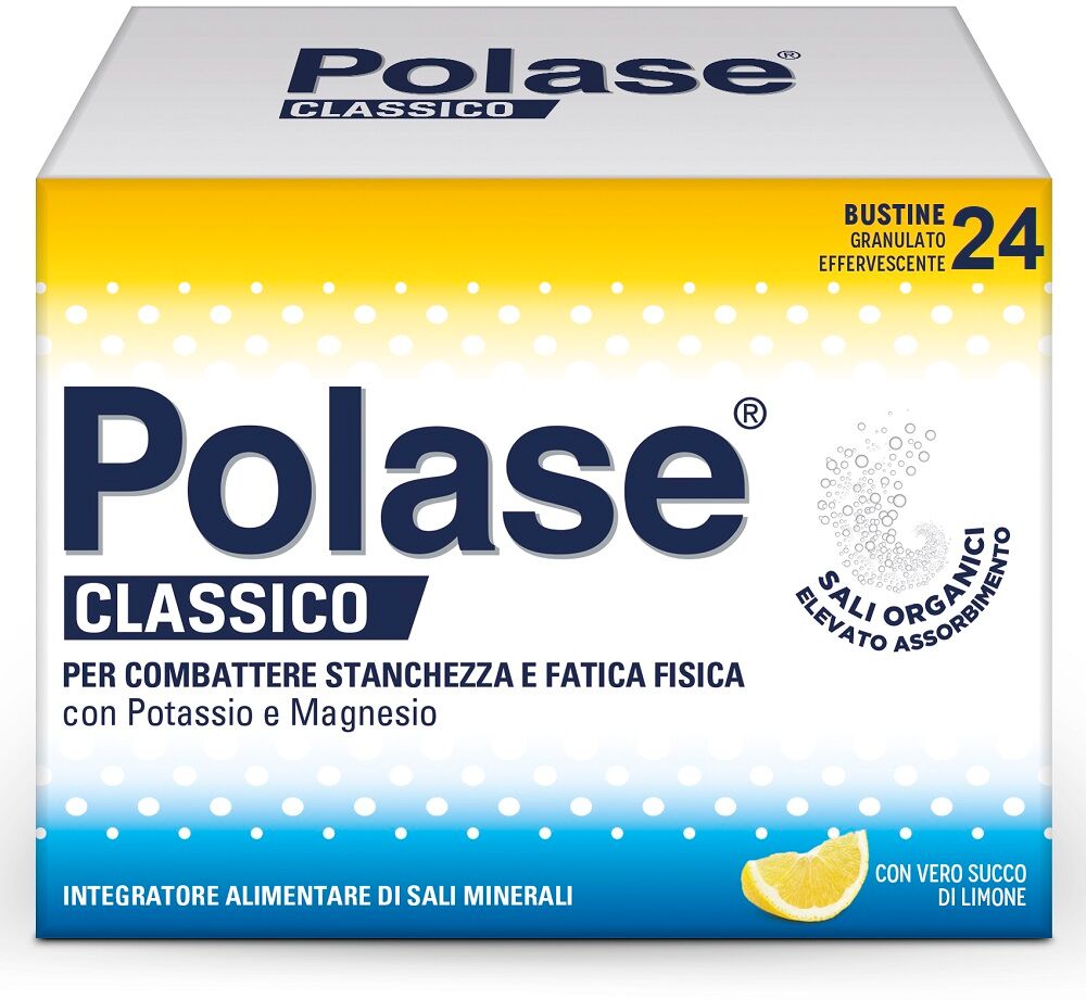 Polase Classico Magnesio E Potassio Integratore Alimentare Sali Minerali Gusto Limone 24 Bustine