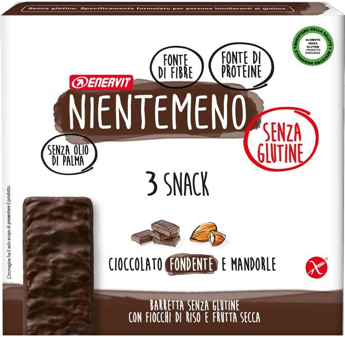 Enervit Nientemeno Snack Barretta Proteica Cioccolato Fondente E Mandorle 3x21g