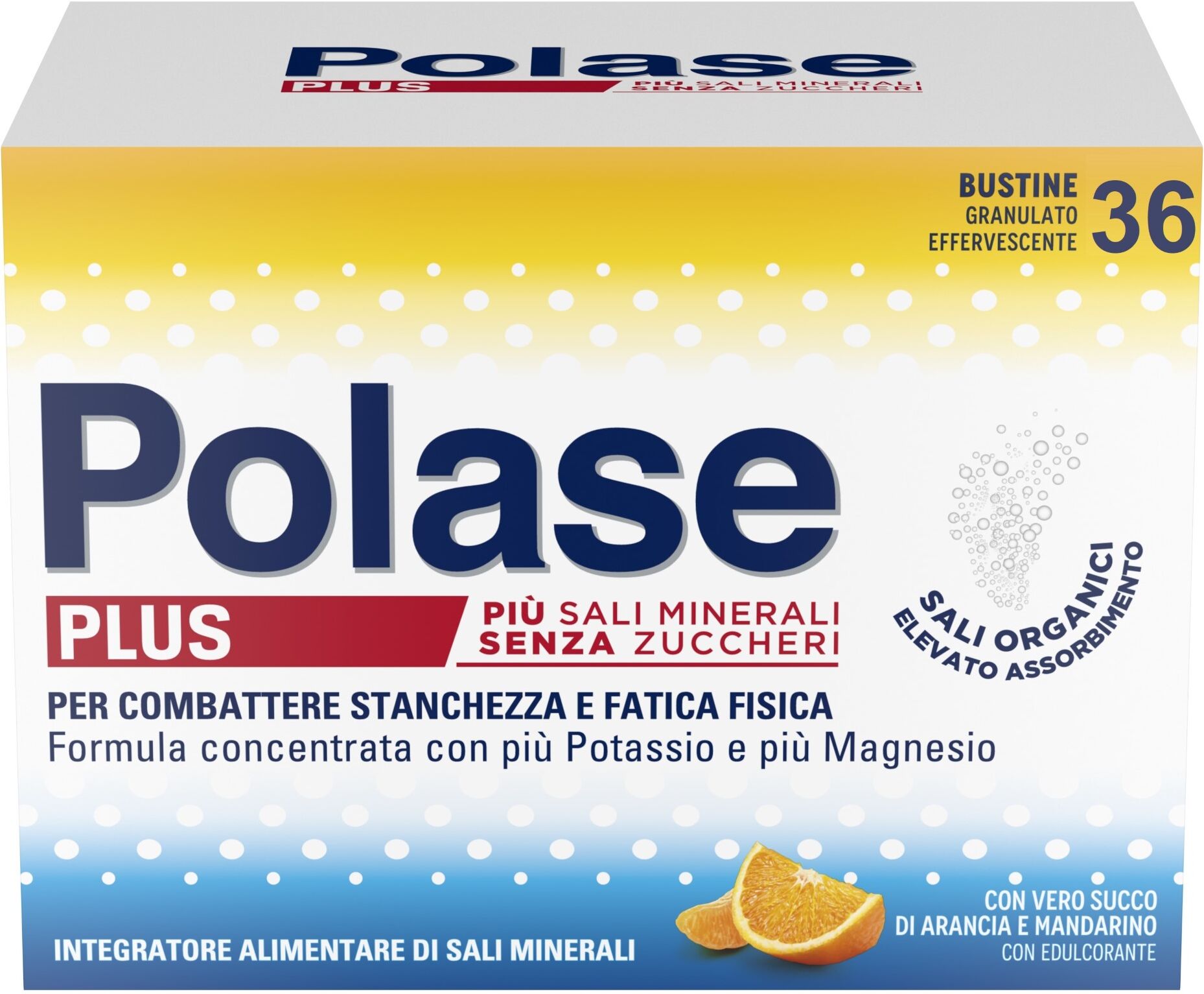 Polase Plus Più Magnesio E Potassio Integratore Alimentare Sali Minerali Arancia Mandarino 36 Bustine