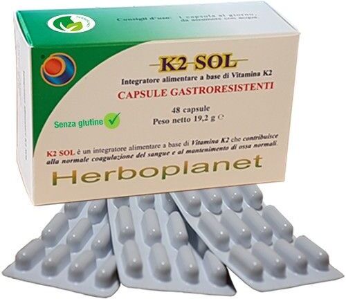 Herboplanet K2 Sol Integratore Ossa 48 Capsule