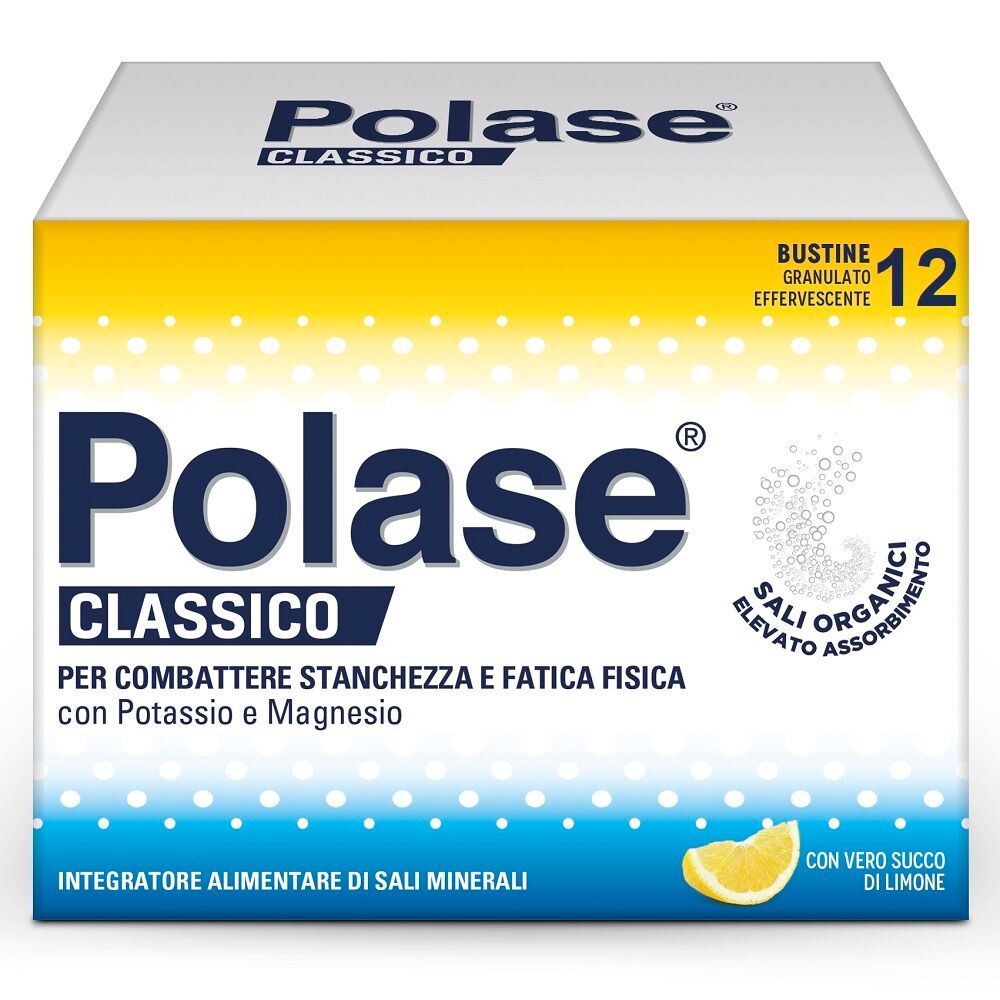 Polase Classico Magnesio E Potassio Integratore Alimentare Sali Minerali Gusto Limone 12 Bustine