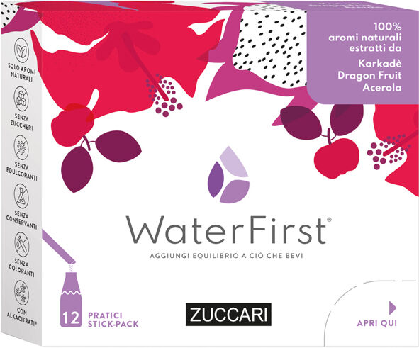 Zuccari Water First Karkadè Dragon Fruit Acerola 12 Stick Pack