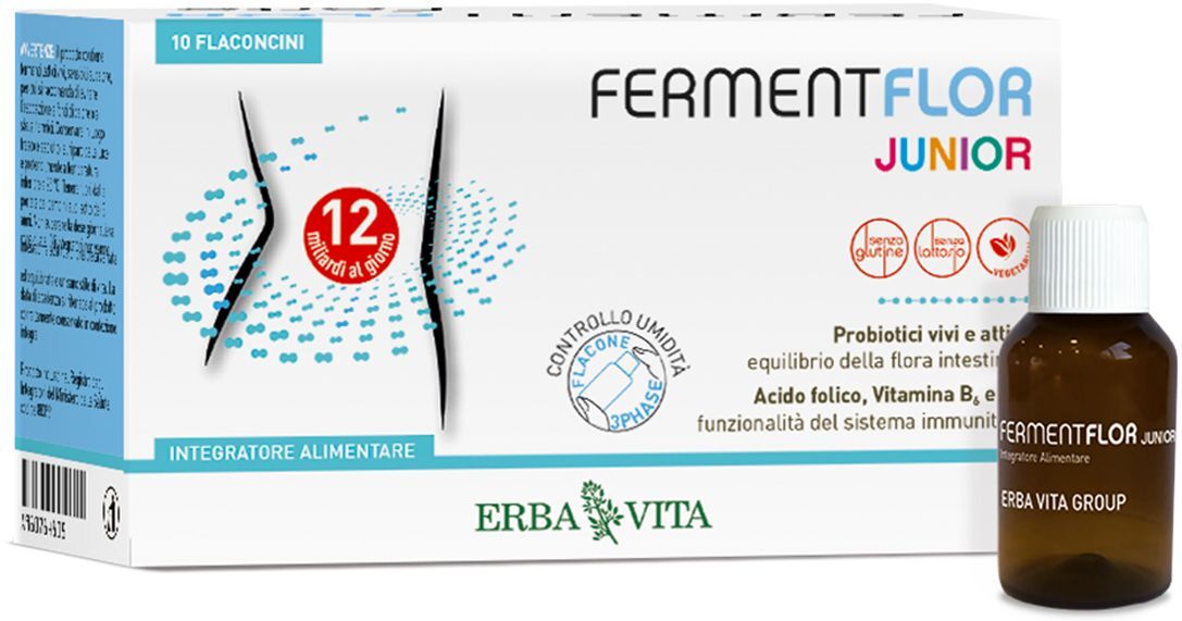 Erba Vita Fermentflor Junior Integratore Fermenti Lattici 10 Flaconi