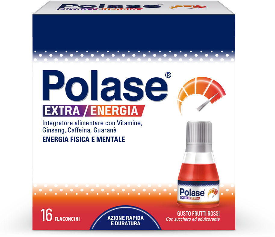 Polase Extra Energia Integratore Alimentare Vitamina B Vitamina C Ginseng Guaranà 16 Flaconcini