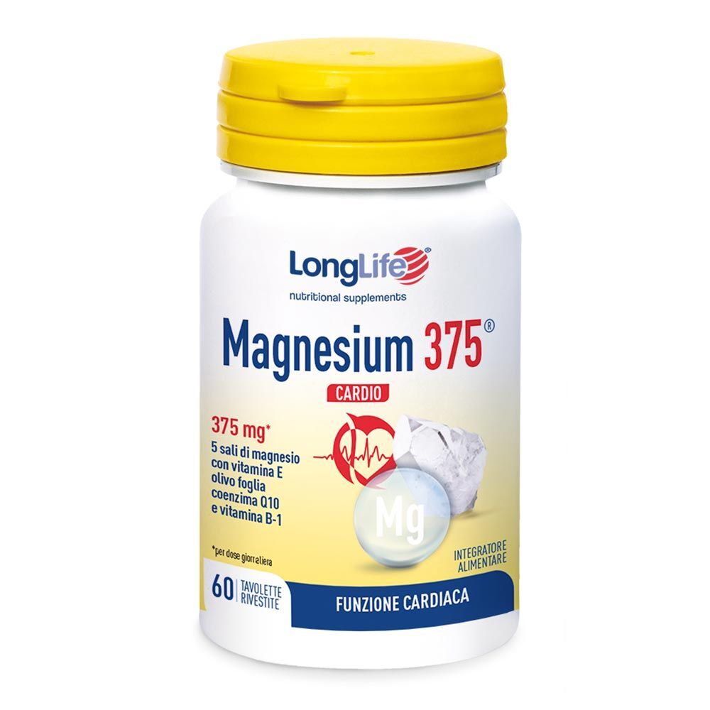 Longlife Magnesium 375 Cardio Integratore Controllo Colesterolo 60 Tavolette