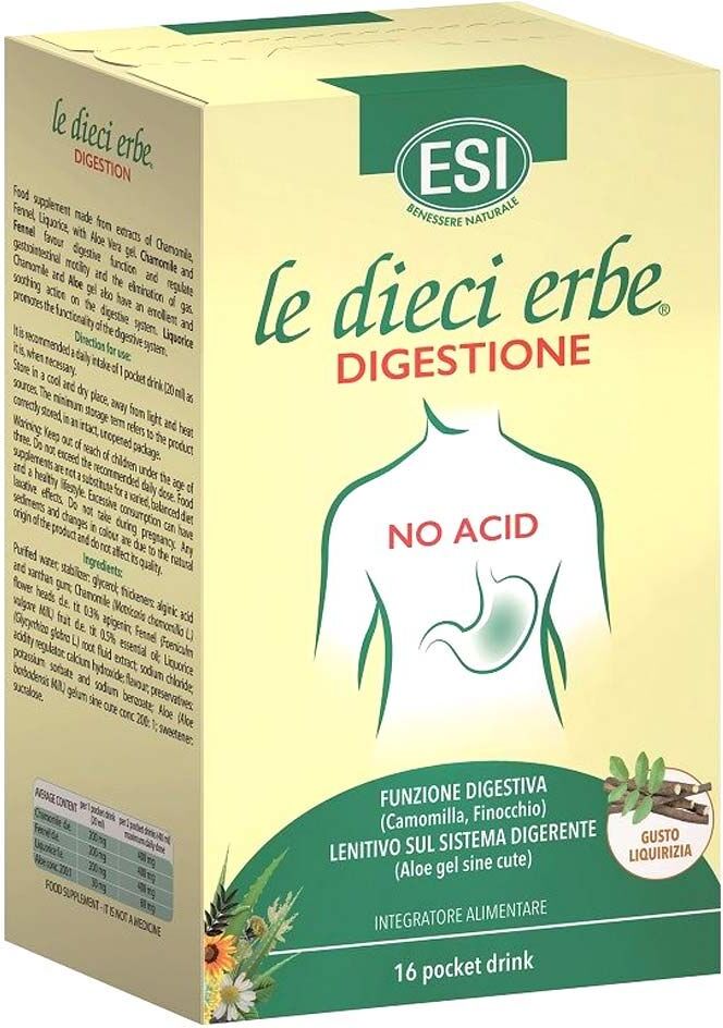 Esi Le Dieci Erbe Digestione No Acid Gusto Liquirizia Integratore Intestino 16 Pocket Drink