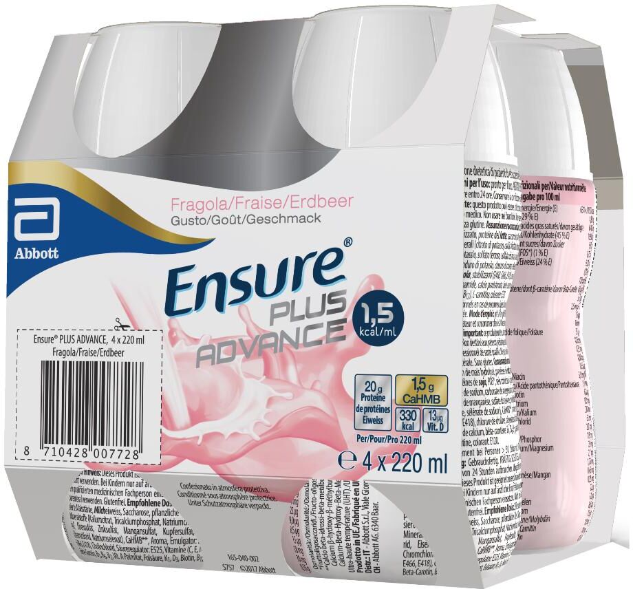 Abbott Ensure Plus Advance Fragola 4 x 220 ml