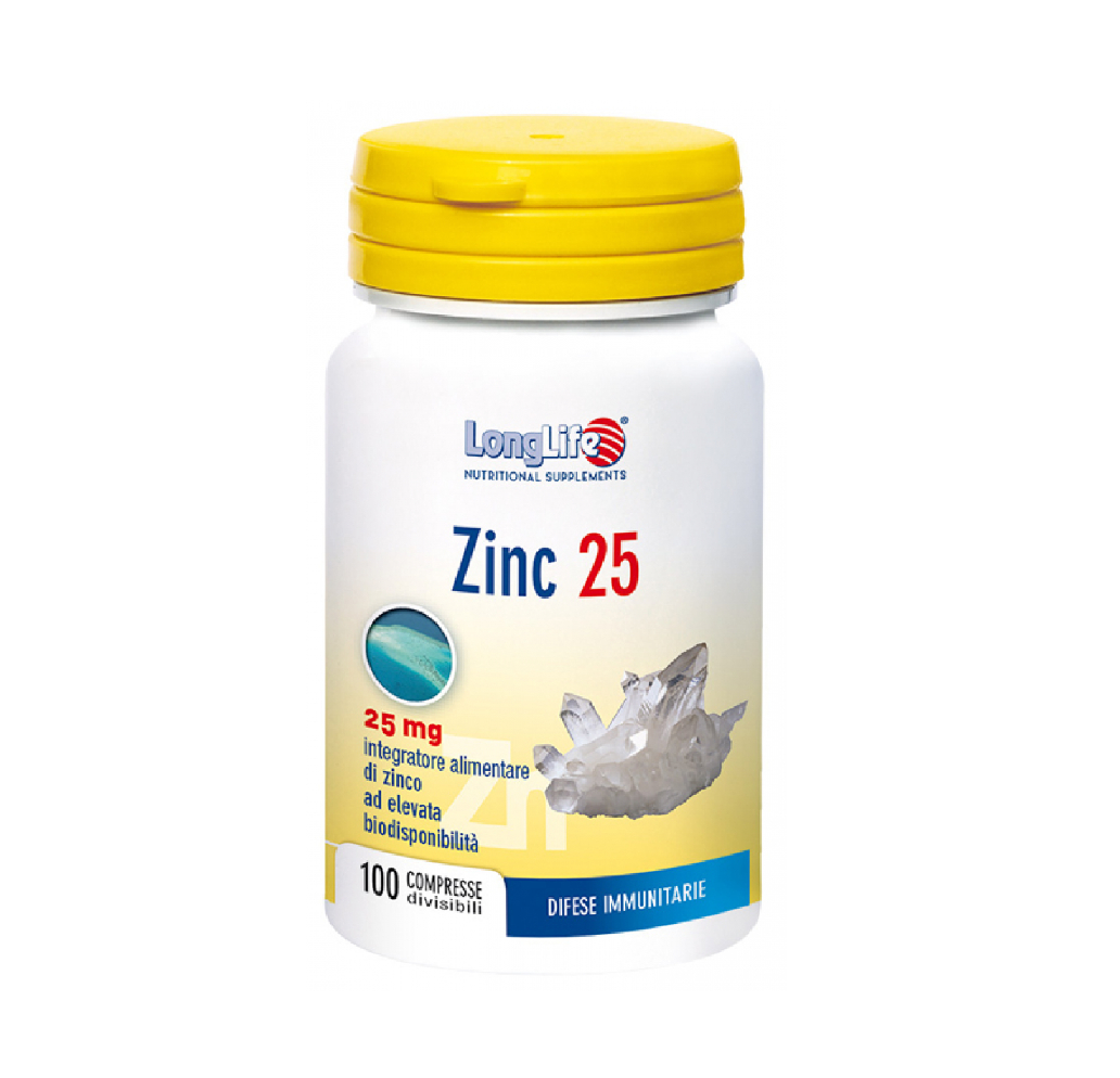 Longlife zinc 25mg 100 compresse