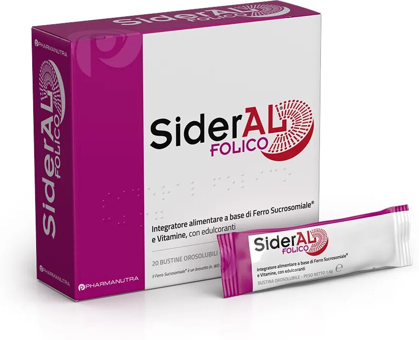 SIDERAL Folico 30mg Integratore di Ferro e Vitamine 20 Stick pack