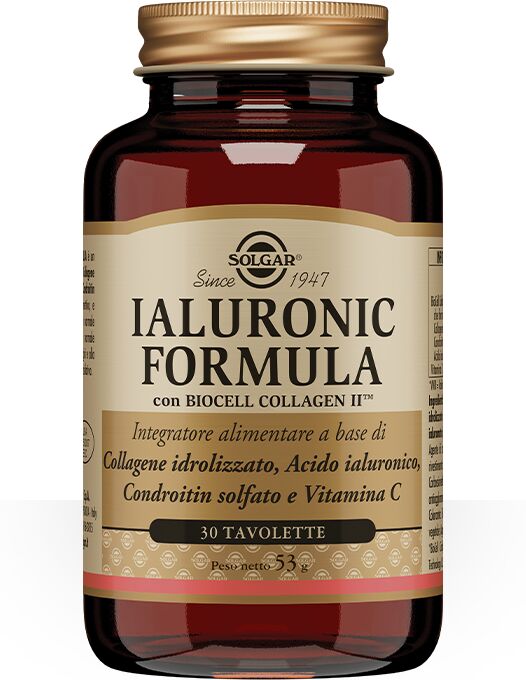 Solgar Ialuronic Formula Integratore di Acido Ialuronico e Collagene 30 Tavolette