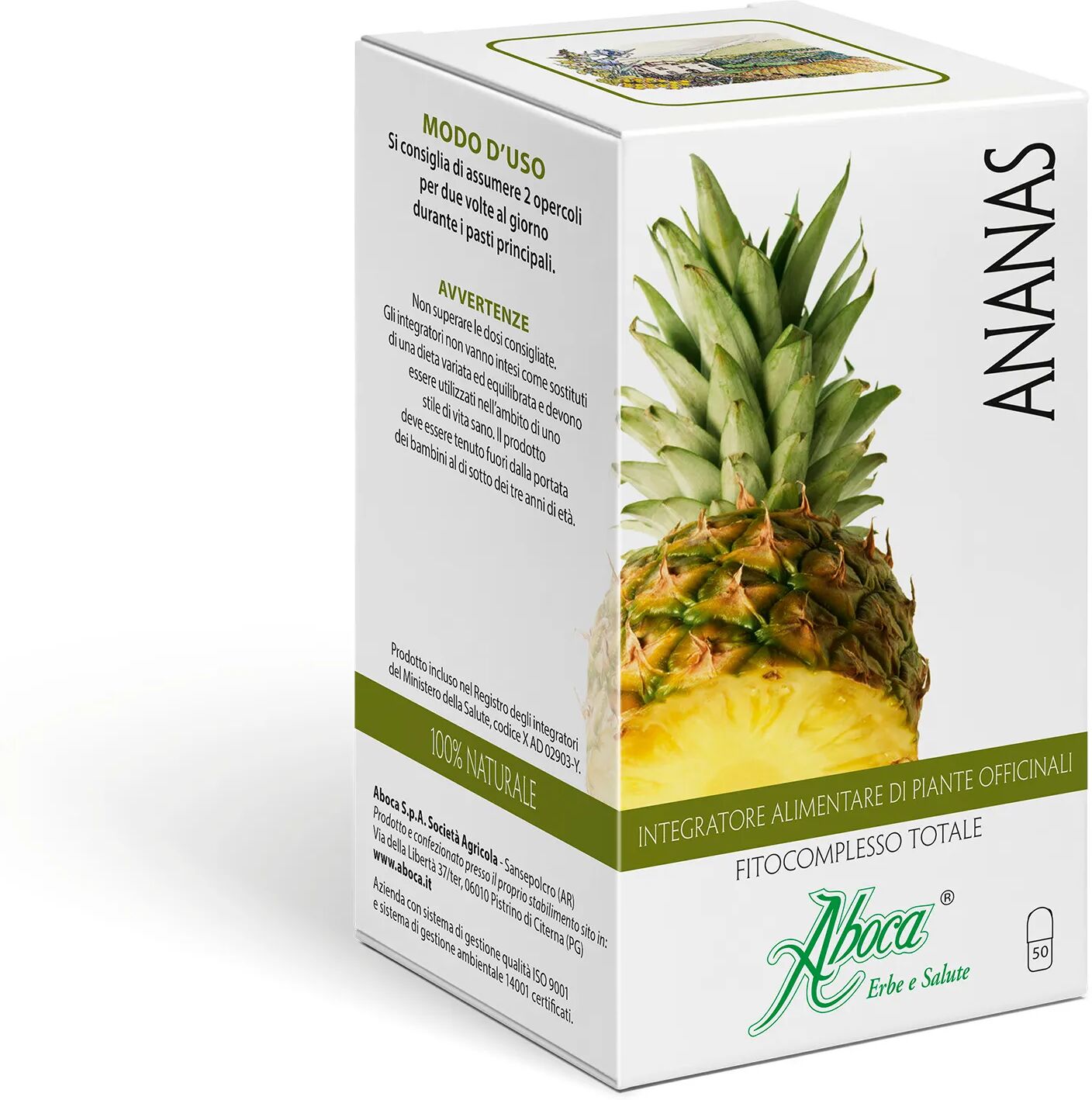 Aboca Ananas Fitocomplesso Totale Integratore Drenante 50 Opercoli