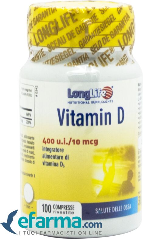 LongLife Vitamina D 400 U.I. Integratore Ossa 100 Compresse