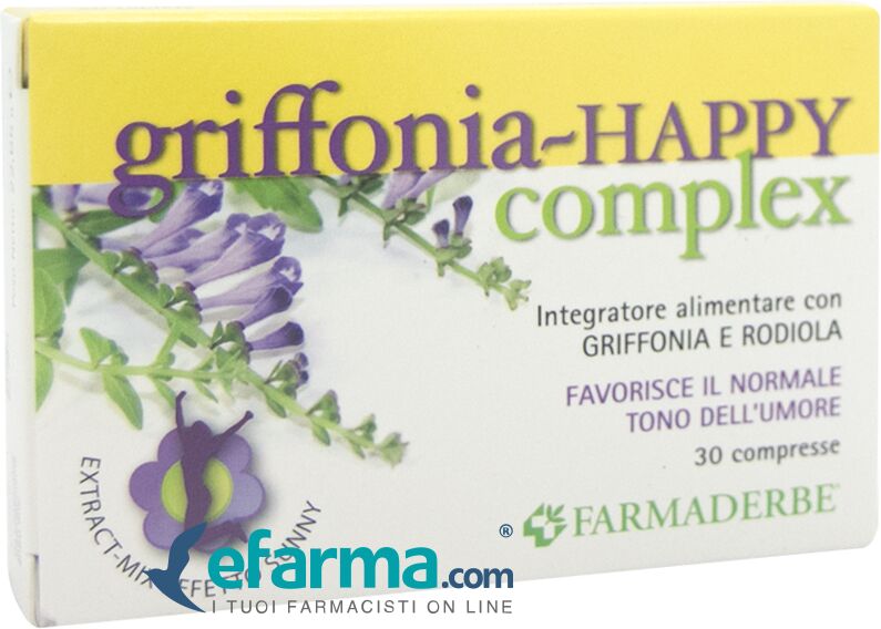 FARMADERBE Griffonia Happy Complex Integratore Benessere Mentale 30 Compresse