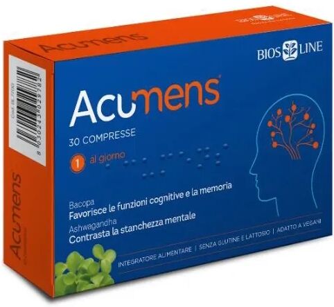 Bios Line Acumens Biosline Integratore Per Favorire la Memoria e Le Funzioni Cognitive 30 Compresse