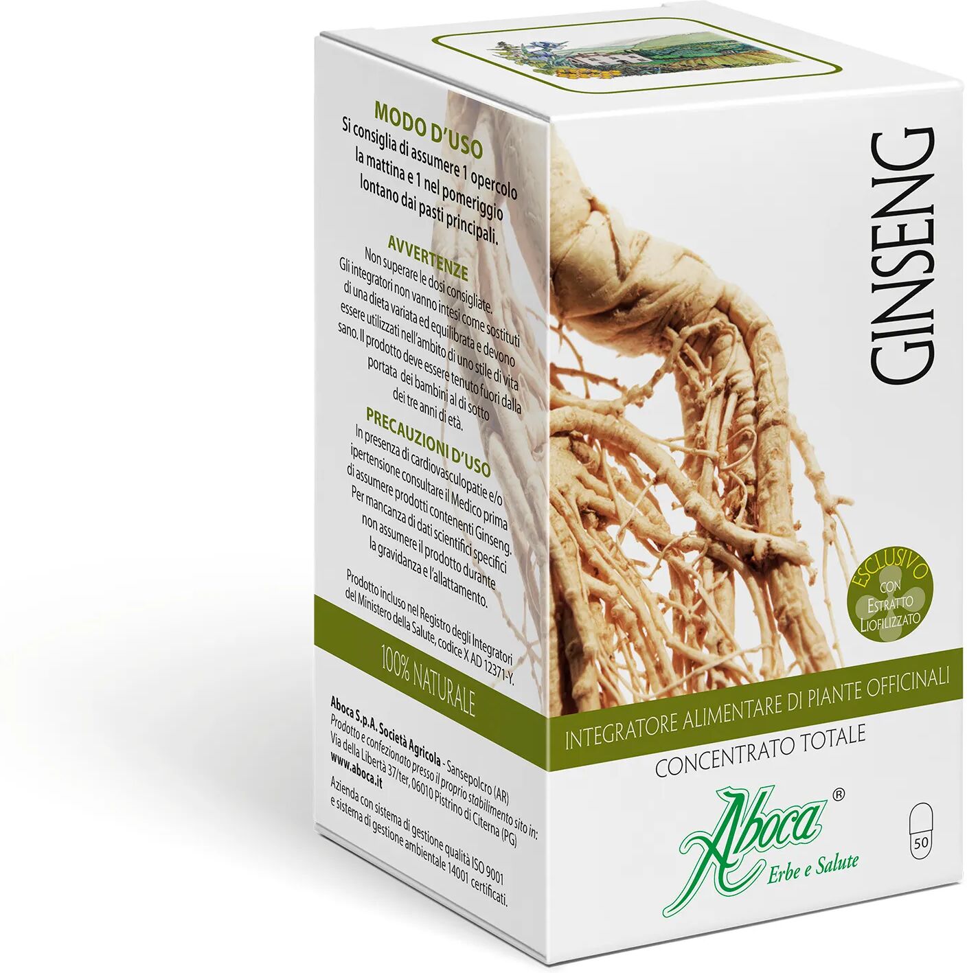 Aboca Ginseng Concentrato Totale Integratore Tonico 50 Opercoli