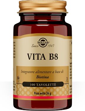 Solgar Vita B8 Integratore di Biotina Per Unghie Pelle e Capelli 100 Tavolette