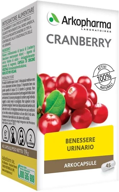 ARKOPHARMA Arkocapsule Cranberry Bio Integratore Per Il Benessere Delle Vie Urinarie 45 Capsule