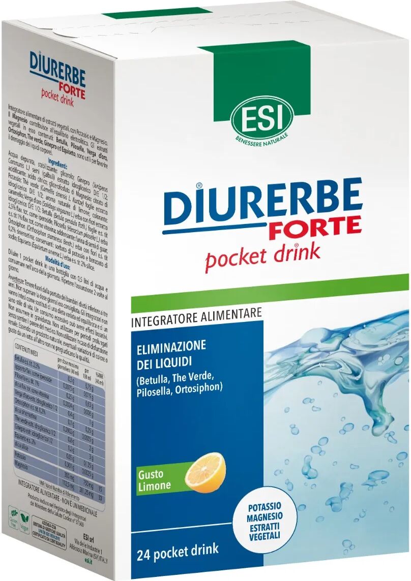 Esi Diurerbe Forte Pocket Drink Limone Integratore Drenante 24 Bustine