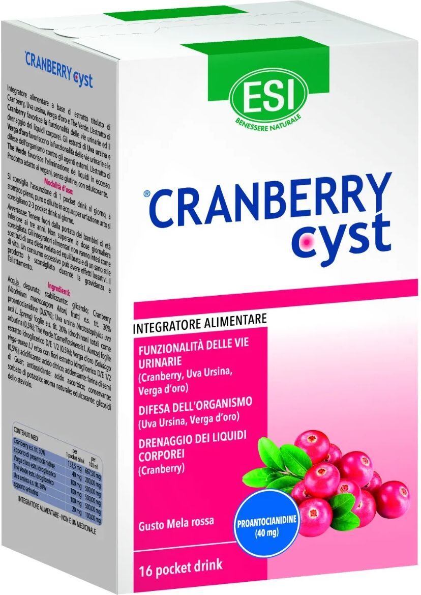 Esi Cranberry Cyst Pocket Drink Integratore Benessere Vie Urinarie 16 Pocket Drink