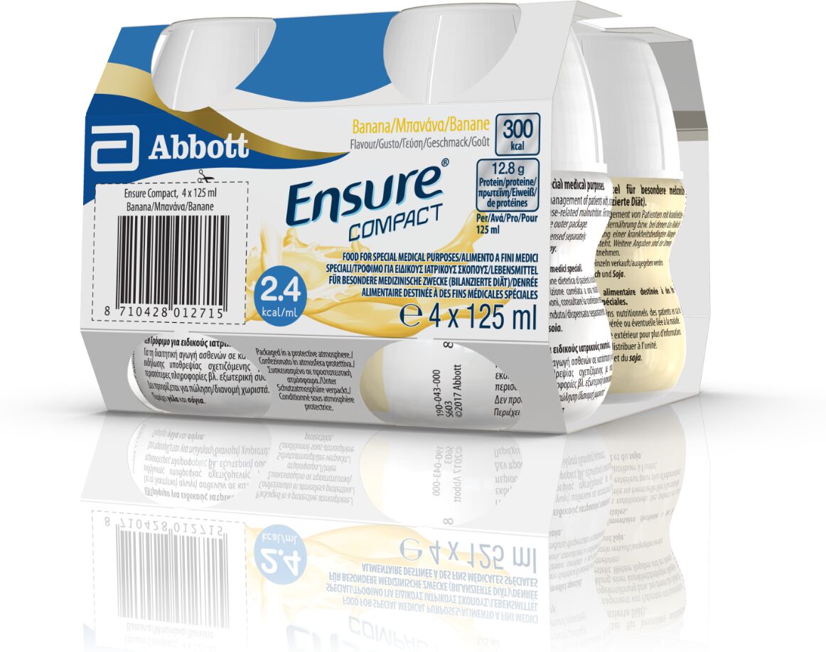 Ensure Compact Alimento a Fini Medici Speciali Ipercalorico e Proteico Banana 4x125ml