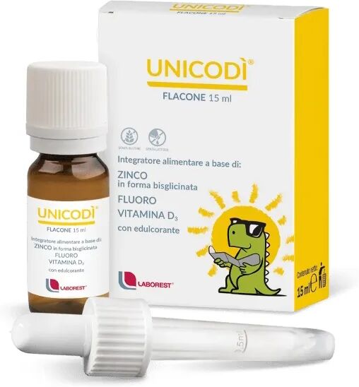 Laborest Unicodì Integratore di Fluoro e Zinco Per Bambini Gocce 15 ml