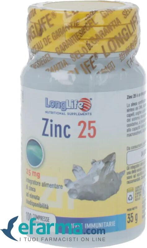 LongLife Zinc Integratore Zinco 100 Compresse