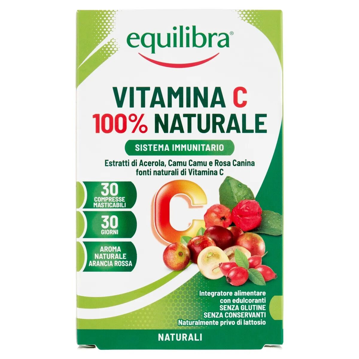 Equilibra Vitamina C 100% Naturale Integratore Antiossidante 30 Compresse Masticabili