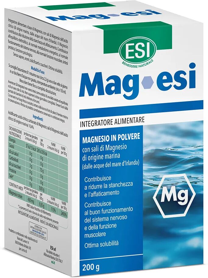 Esi Mag- Integratore di Magno in Polvere Per Stanchezza ed Affaticamento Barattolo da 200 g