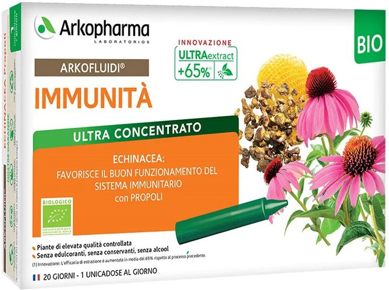 ARKOPHARMA Arkofluidi Immunità Integratore Difese Immunitarie 20 Fiale