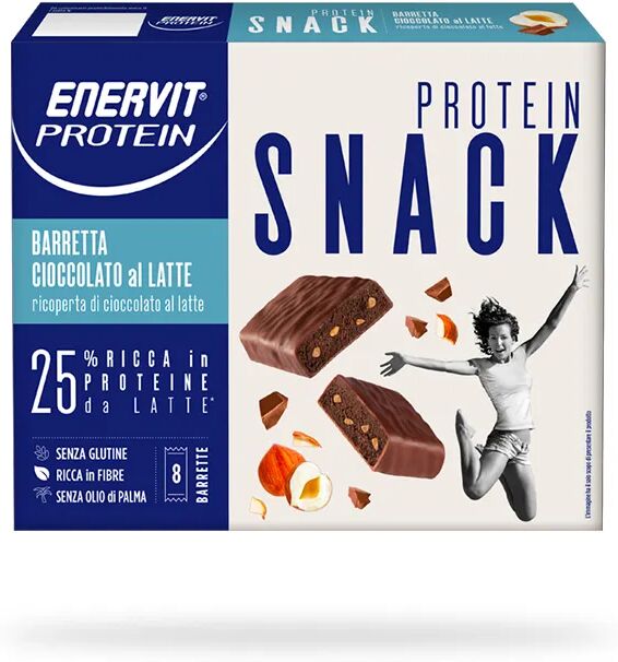 Enervit Protein Snack Barrette Proteiche Cacao e Granella di Nocciole 8 Barrette 27 gr