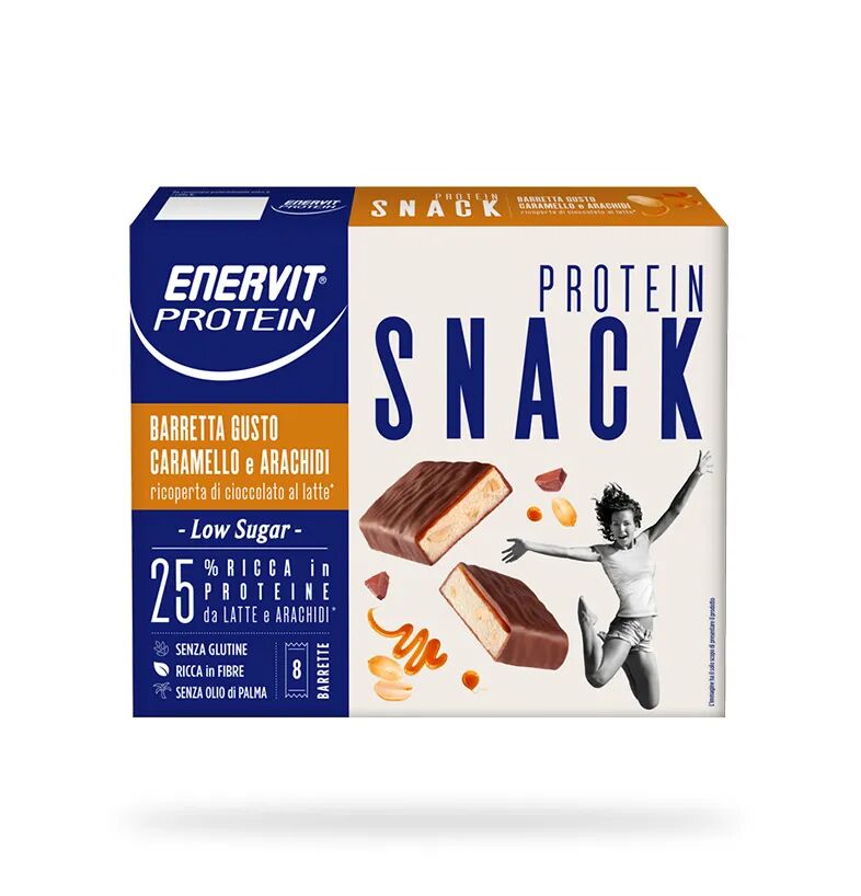 Enervit Protein Snack Barrette Proteiche Caramello e Arachidi 8 Barrette 27 gr