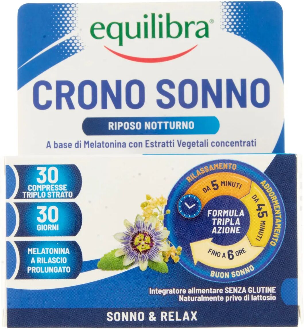 Equilibra Crono Sonno Integratore per Riposo Notturno 30 Compresse