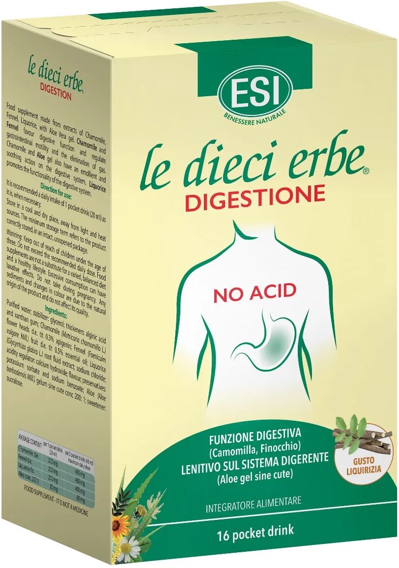 Esi Le Dieci Erbe Digestione No Acid Gusto Liquirizia 16 Stick