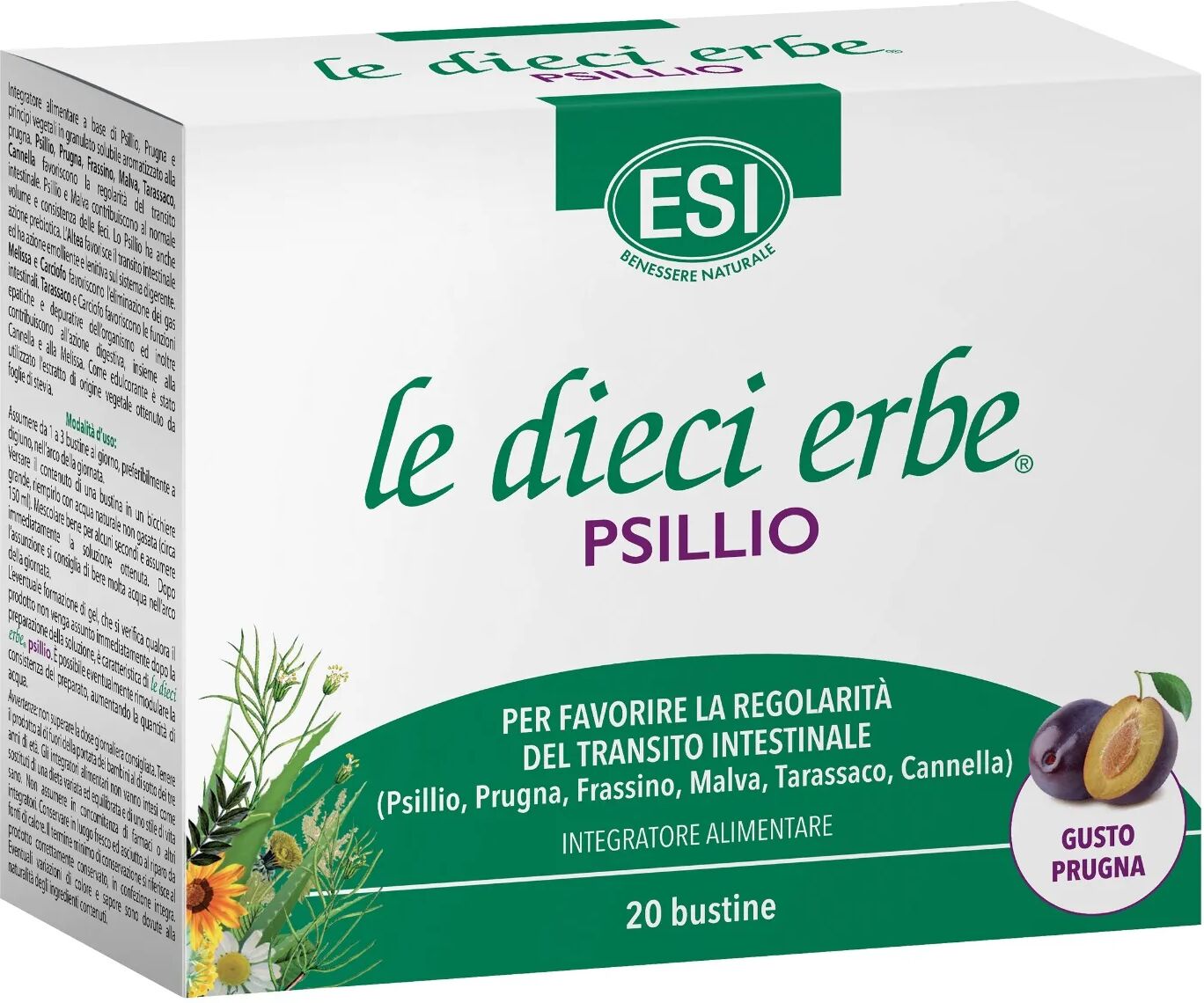 Esi Le Dieci Erbe Psillio Integratore Per La Regolarità Intestinale 20 Bustine