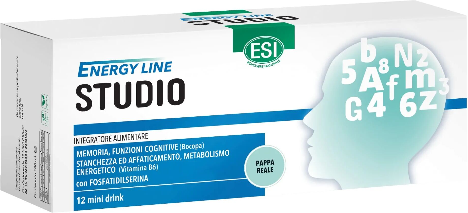 Esi Energy Line Studio Integratore per Memoria e Concentrazione 12 Mini Drink Gusto Fragola