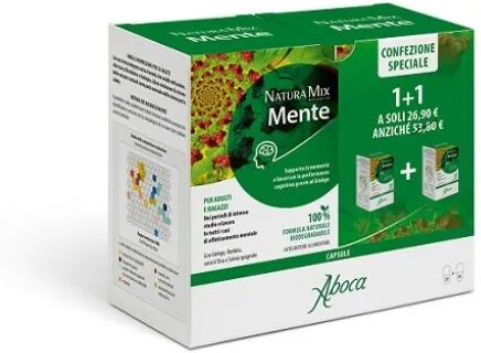 Aboca Natura Mix Advanced Mente Integratore per Studio e Lavoro PROMO BIPACCO 2 Barattoli da 50 Capsule